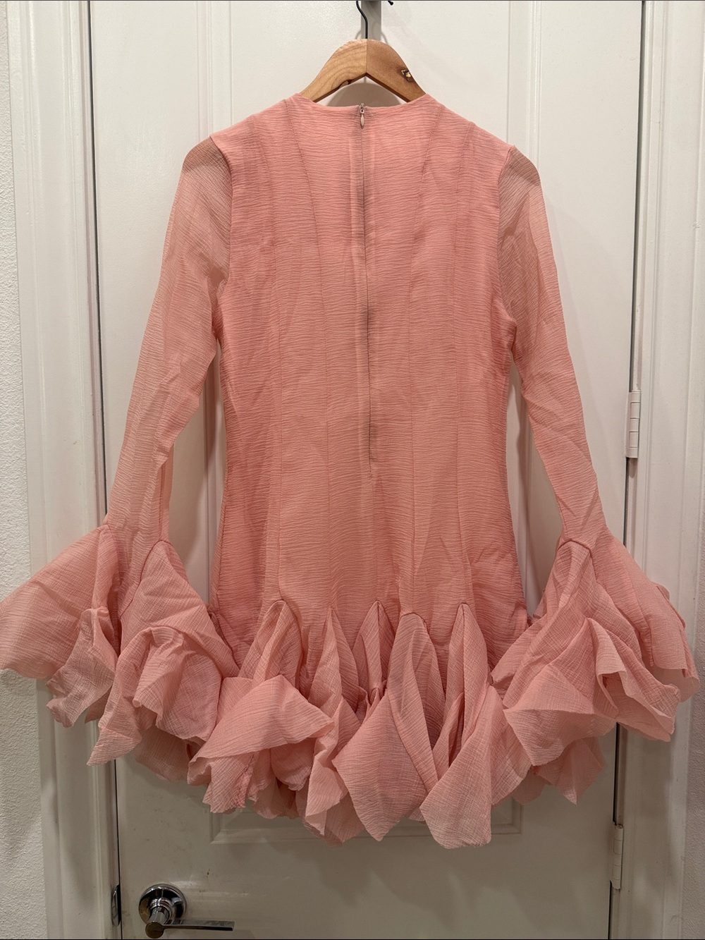 Scalloped Ruffle Mini Dress in Dusty Rose - Picture 6 of 9